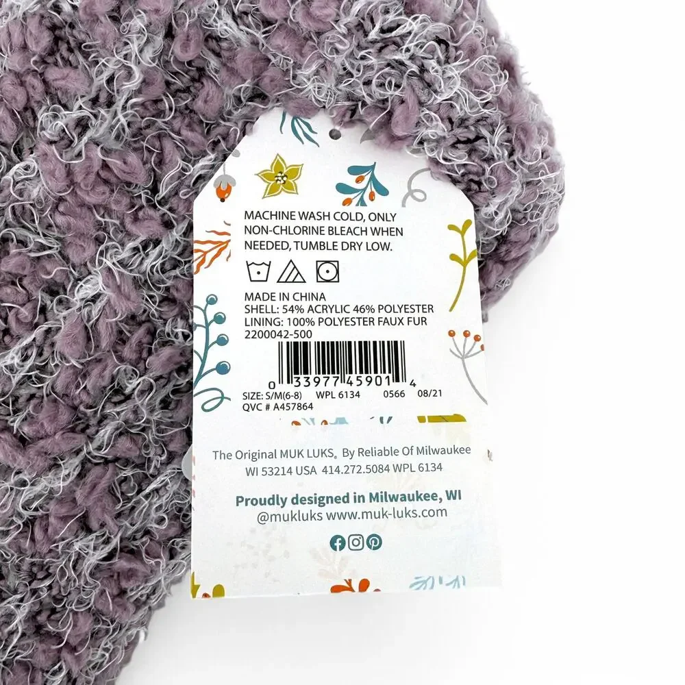 Muk Luks Lavender Cabin Socks Shea Butter Infused No Slip S/M 6-8